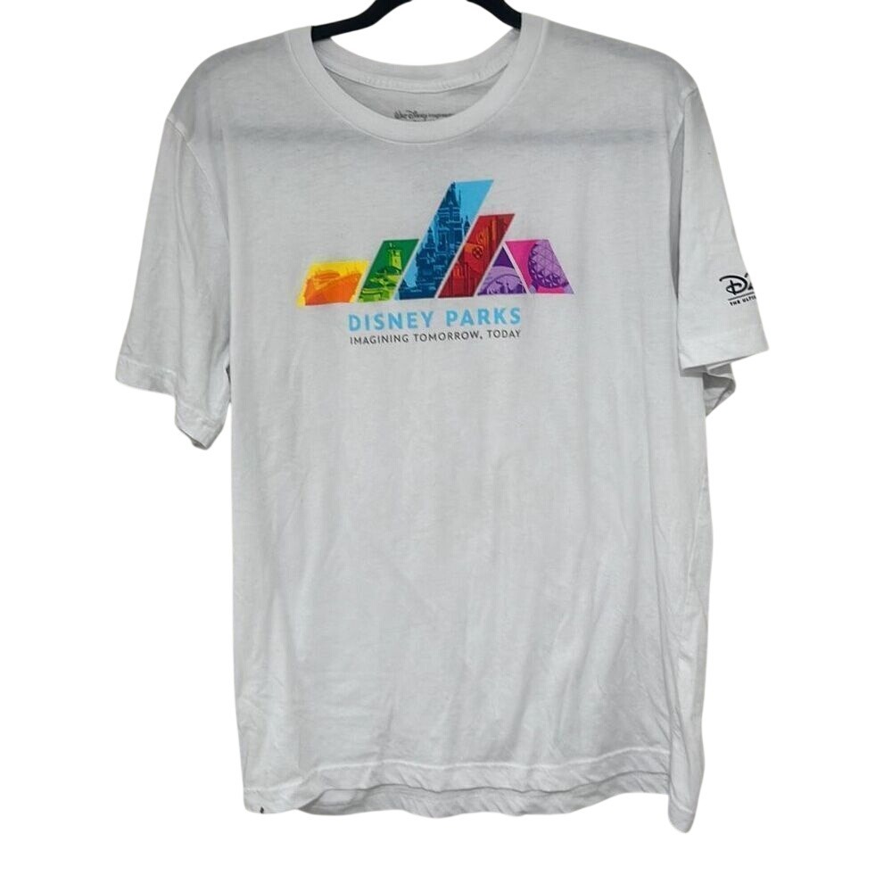 Disney Mens White D23 Expo Disney Parks Imagining Tomorrow Today T-Shirt Size XL
